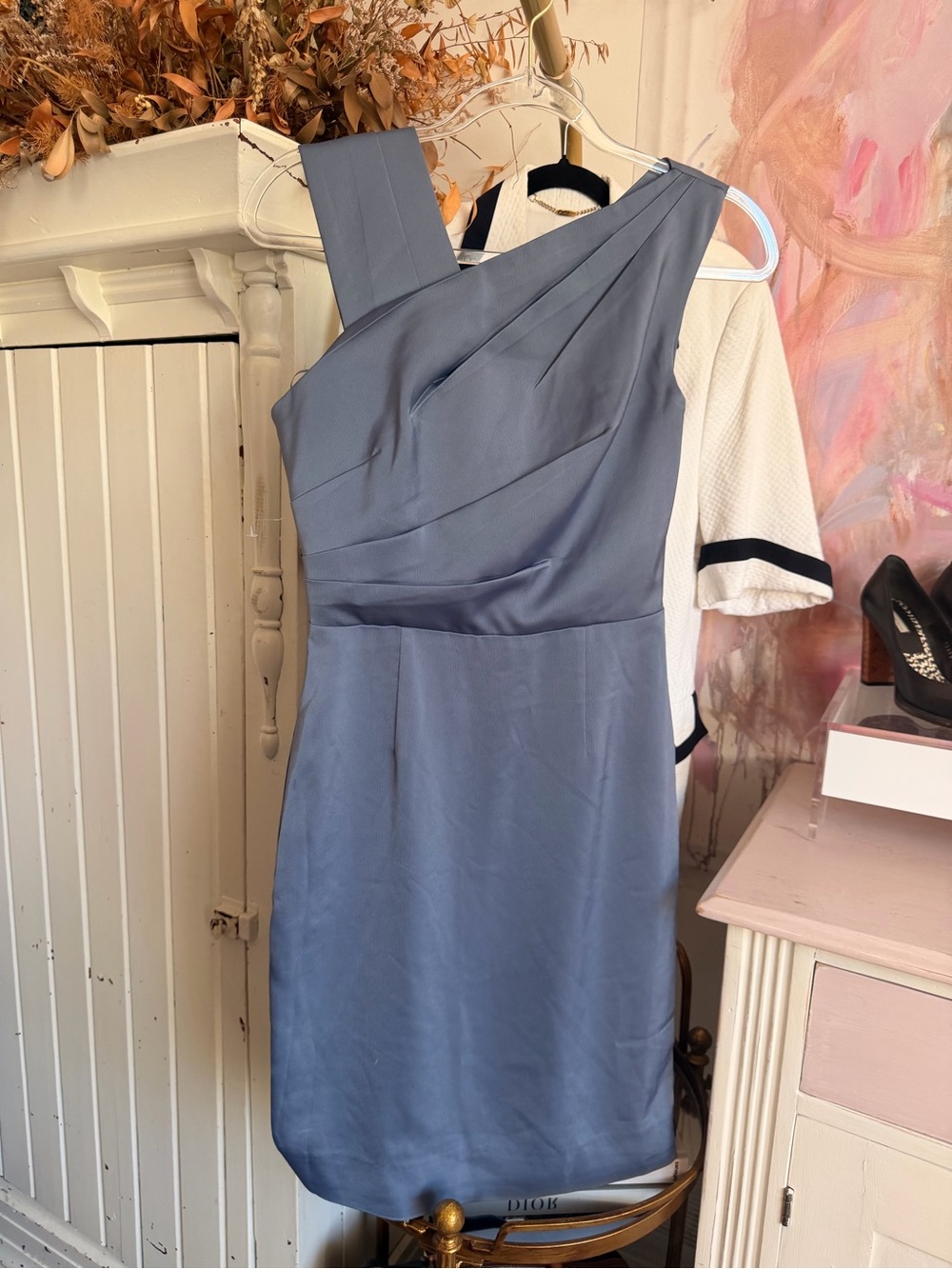 Reiss One-Shoulder Slate Gray Cocktail Dress